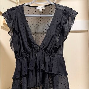 Black Polka Dot Sheer Blouse